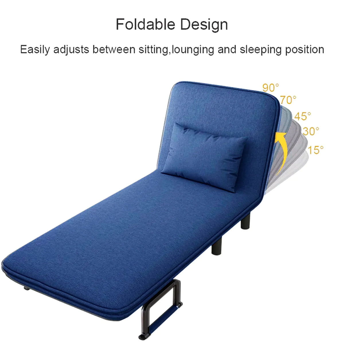 Adjustable blue foldable lounge chair with pillow for home decor, HOCC UAE furniture