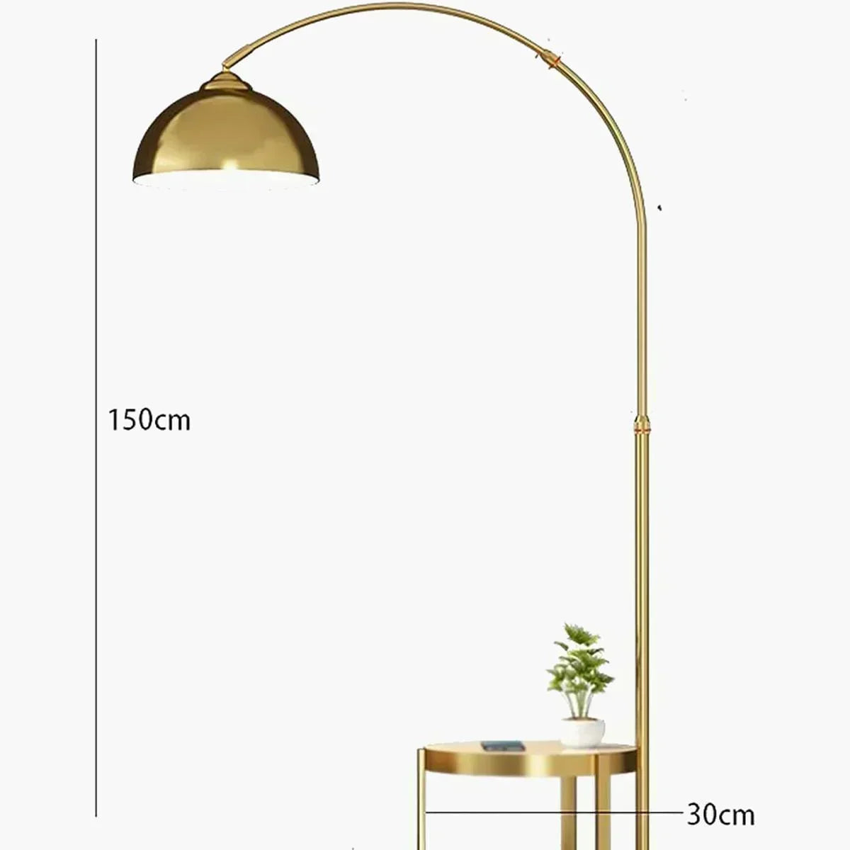 Buy Affordable Sleek Fusion Arched Metal and Marble Floor Lamp with Integrated Side Table in Dubai - UAE | Cheap Price
