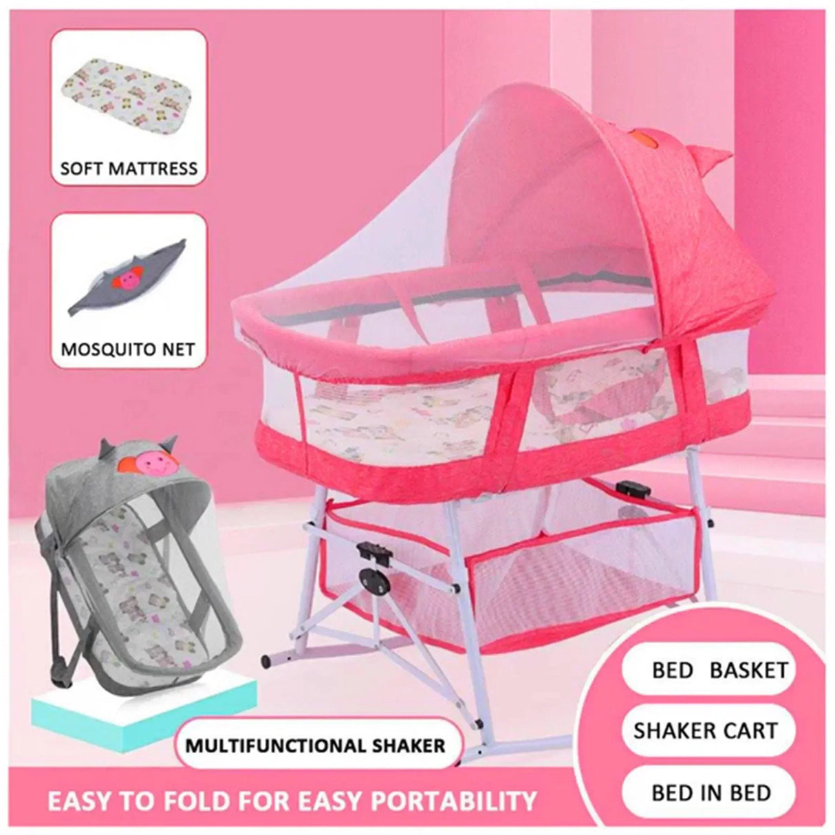 Buy Affordable 3 in 1 Portable Baby Sleeper Rocking Cradle Bed in Dubai - UAE | Cheap Price