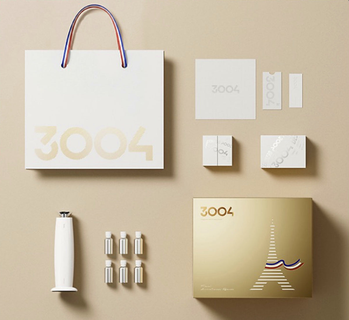 3004 H3mini Desktop Aroma Diffuser Gift Set – Lacquer White – gift set contents
