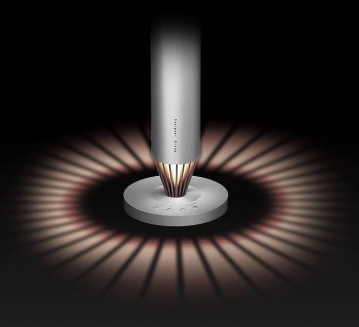 3004 V900S Desktop Aroma Diffuser – Frosted Silver – base light rays on dark surface