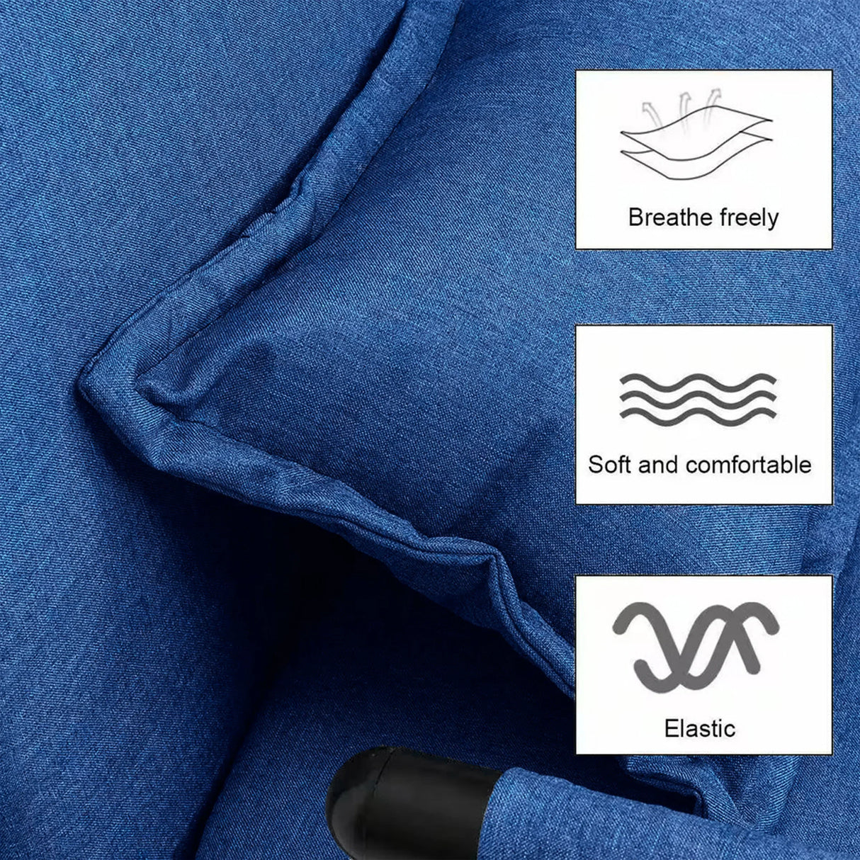 Blue fabric cushion with soft, breathable, and elastic features, HOCC home decor UAE