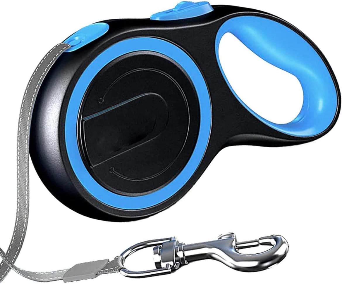 HOCC Retractable Dog Leash 5M with Anti-Slip Handle Dog Retractable Leash for Dogs Up to 35 KGS, One Button Break&Lock 360 Heavy Duty Long Dog Lead for Running Walking (Blue)