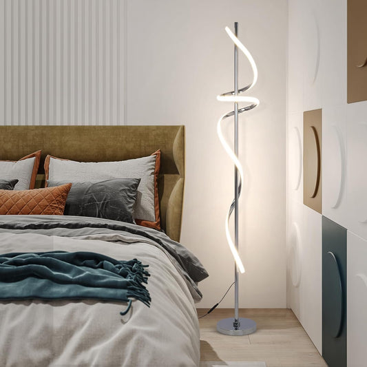 Modern Silver LED Standing Floor Lamp