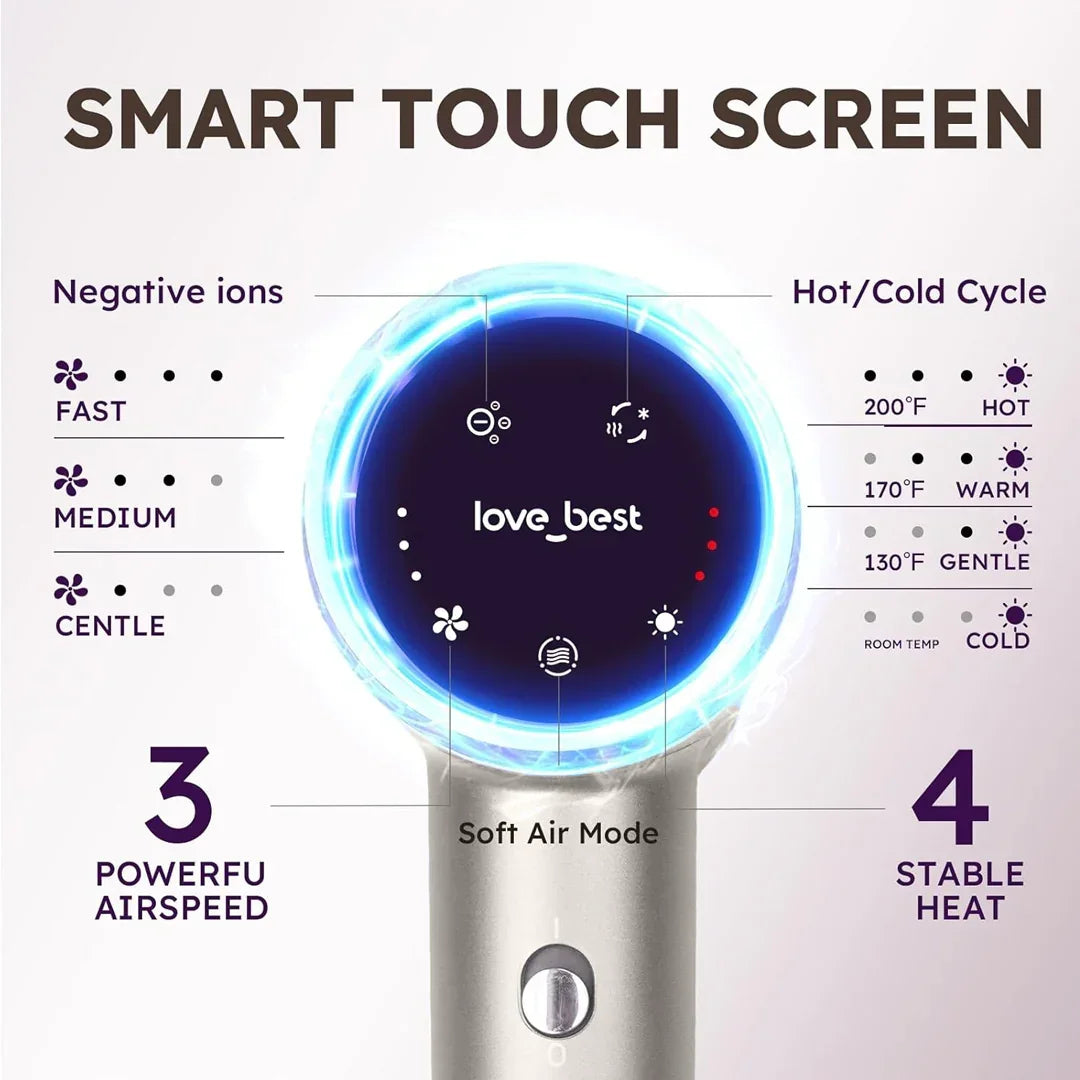Love Best smart touch screen hair dryer with airspeed and heat settings, HOCC UAE