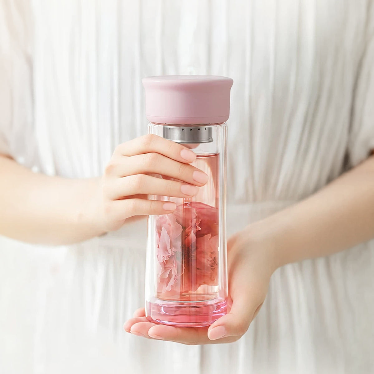 BUYDEEM Glass Tea Tumbler with Titanium Infuser 300ml