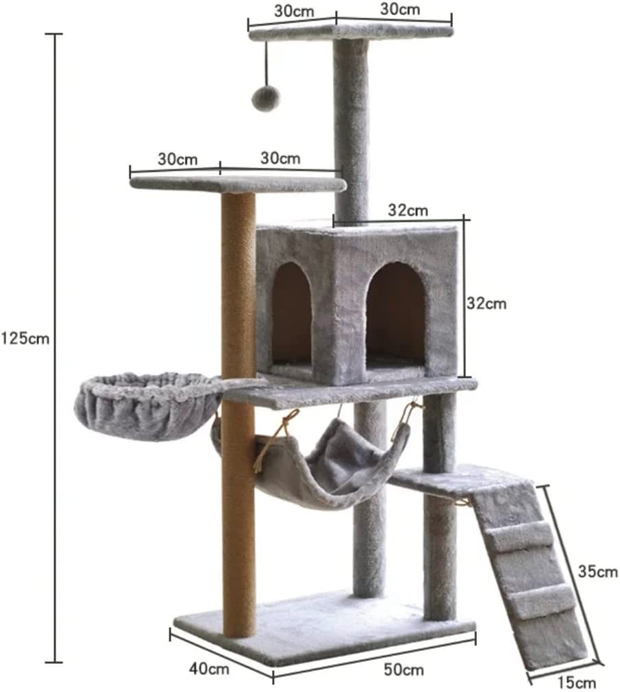 Large Cat Tree Tower House 4.1ft (125cm) Wood Rattan (Grey) - Buy Large Cat Tree Tower House 4.1ft (125cm) Wood Rattan (Grey) in Dubai - HOCC Dubai - Baby playground outddoor - Shop baby product - Shop in Dubai - HOCC Dubai - Baby playground outdoor - Sho