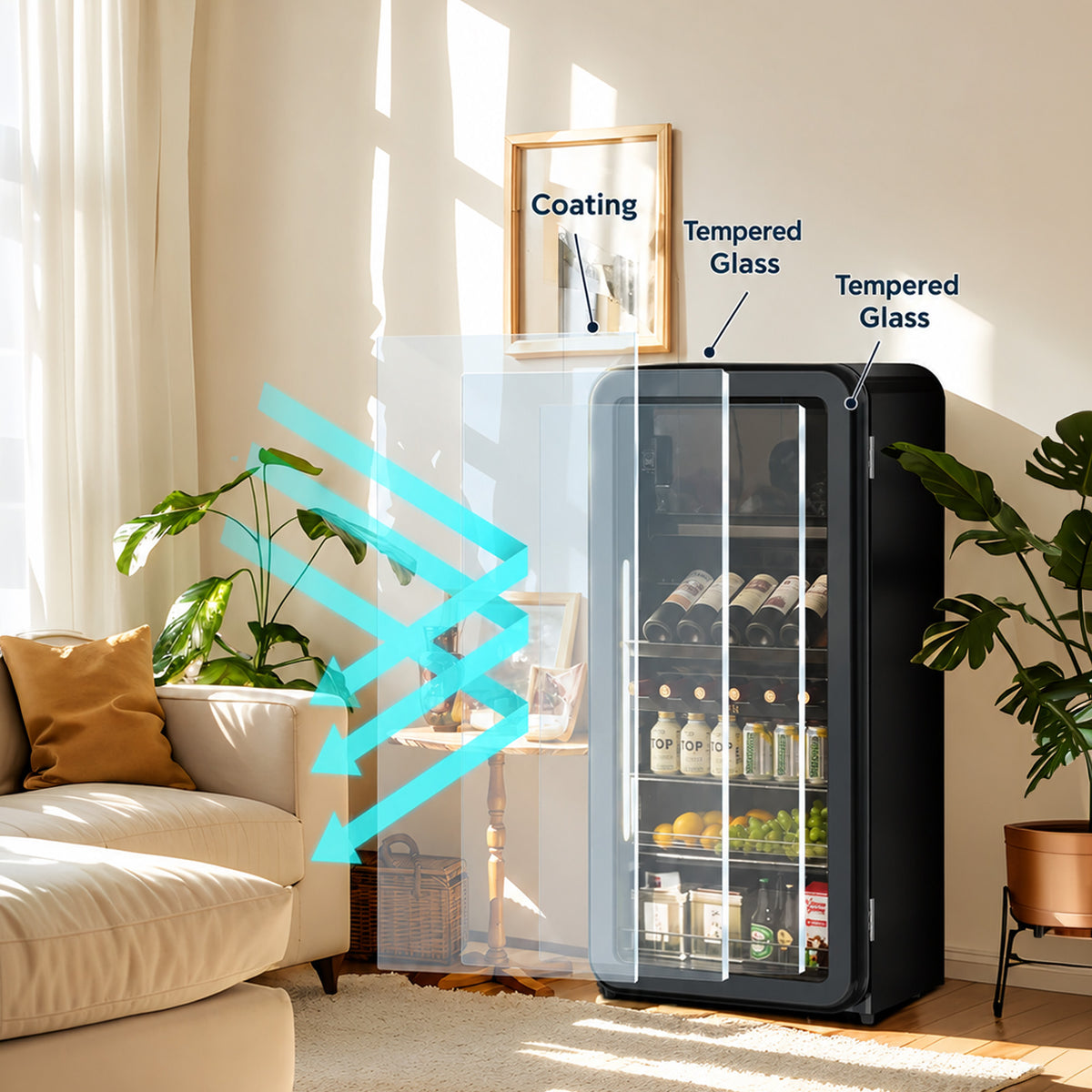 HCK Retro Wine & Beverage Cabinet AC-168DFS – Black