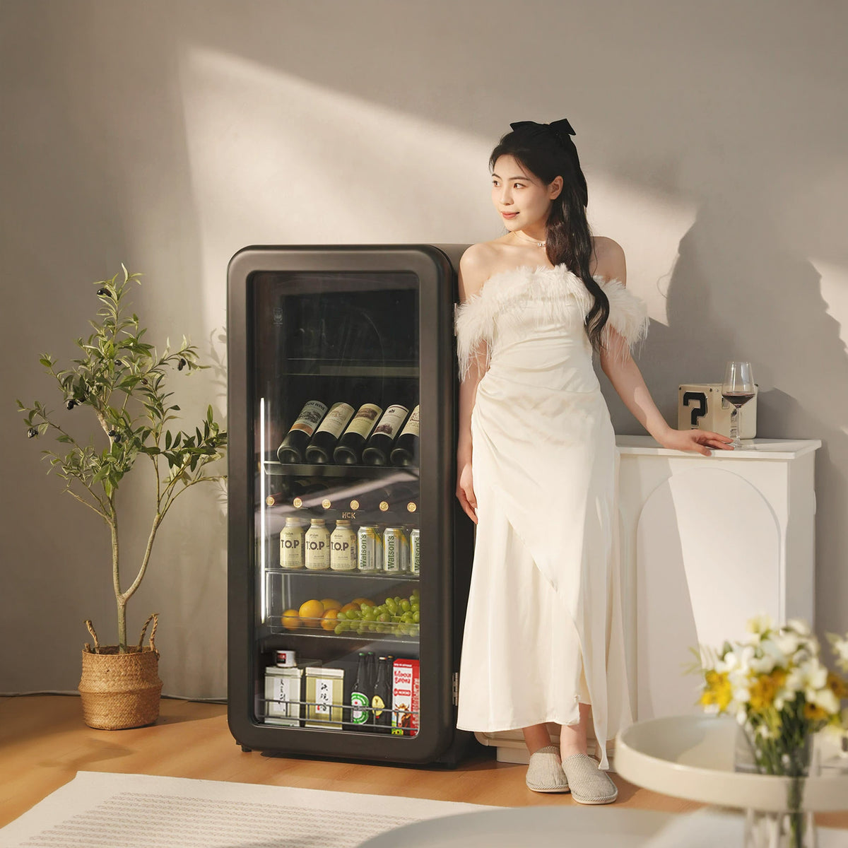 HCK Retro Wine & Beverage Cabinet AC-168DFS – Black