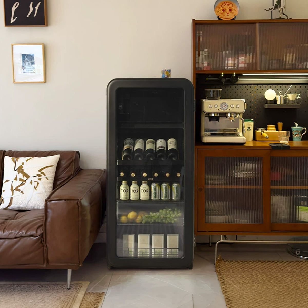 HCK Retro Wine & Beverage Cabinet AC-168DFS – Black