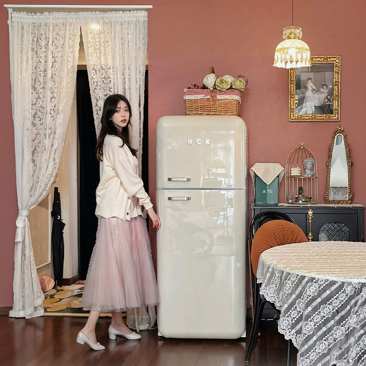 HCK Retro Two-Door Refrigerator BCD-253RS – 237L