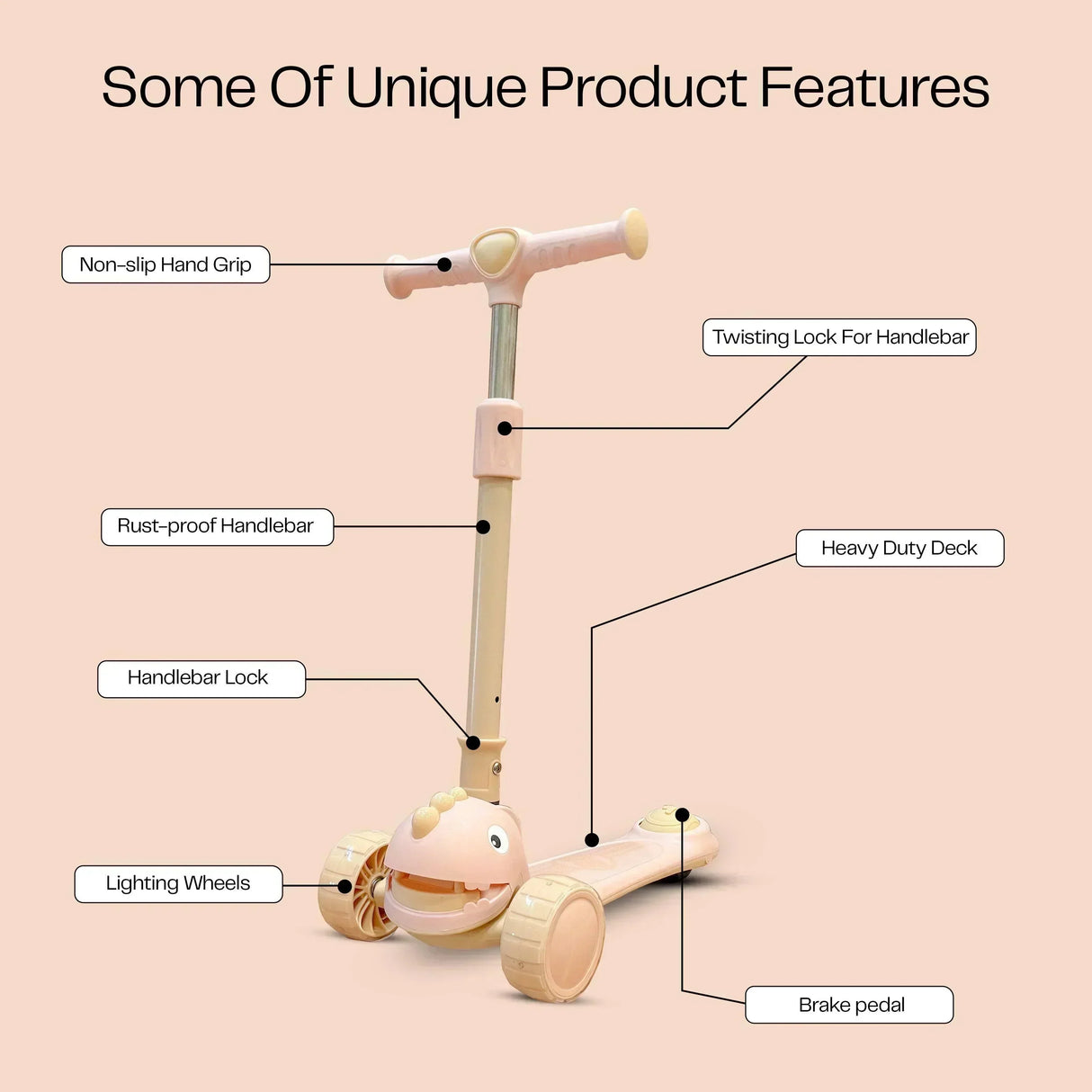 Buy Affordable Snuggle Buggy Foldable Baby Scooter with Adjustable Height (3 Levels) - Pink in Dubai - UAE | Cheap Price