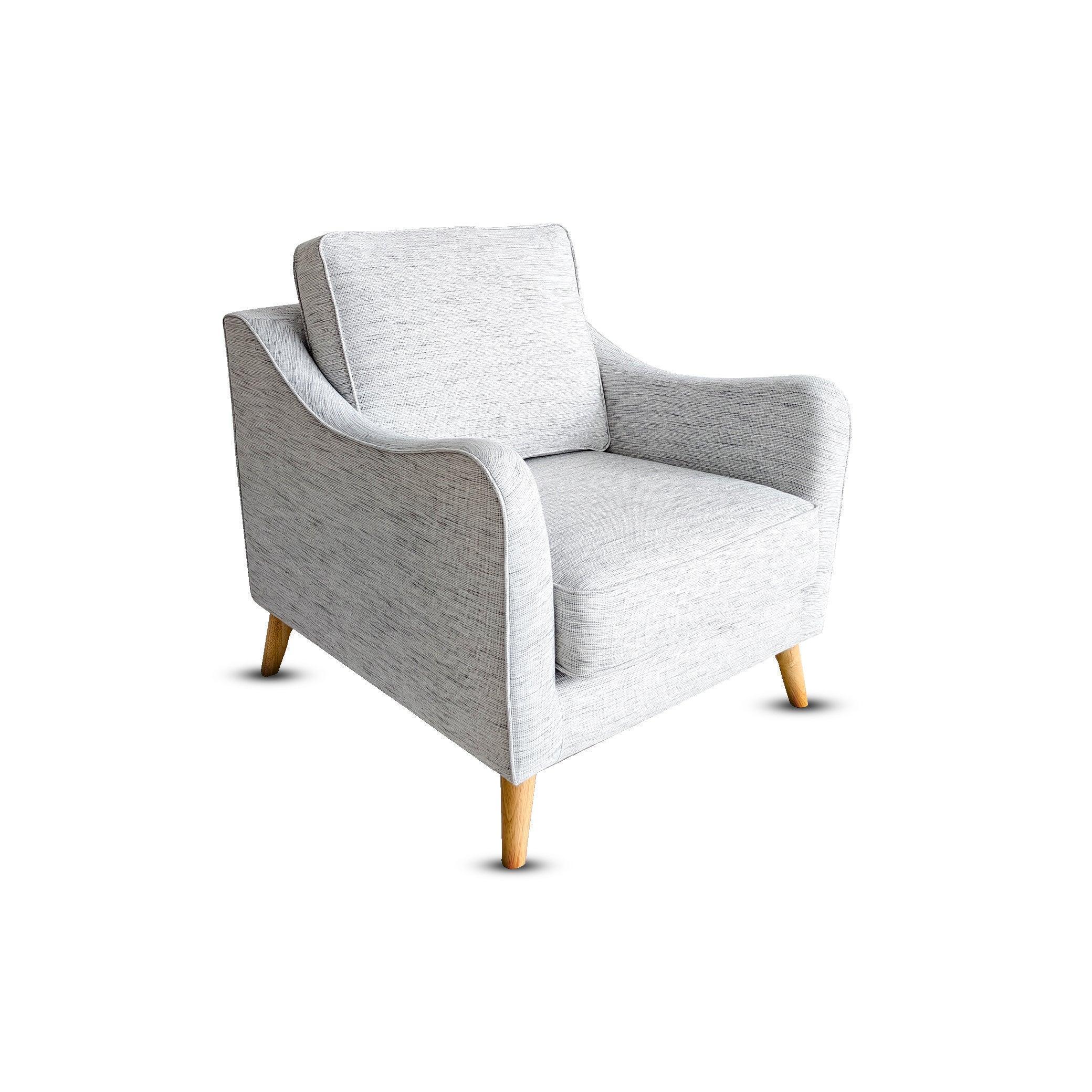 Gray armchair with wooden legs on a white background, Buy Affordable Maddox Sofa Set in Dubai - UAE | Cheap Price