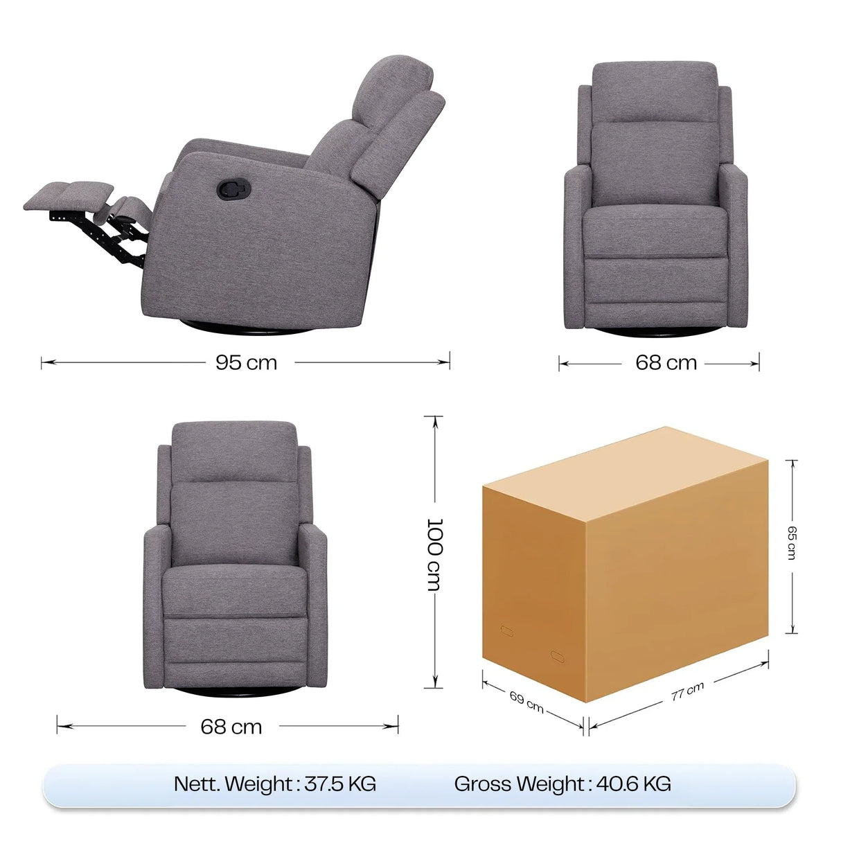 Buy Affordable Diana Rocker Recliner - Grey in Dubai - UAE | Cheap Price Buy cheap and affordable sofas, chairs, lights, lamps, and home decor items online at factory wholesale prices in Dubai, Sharjah, Abu Dhabi, and across the UAE.