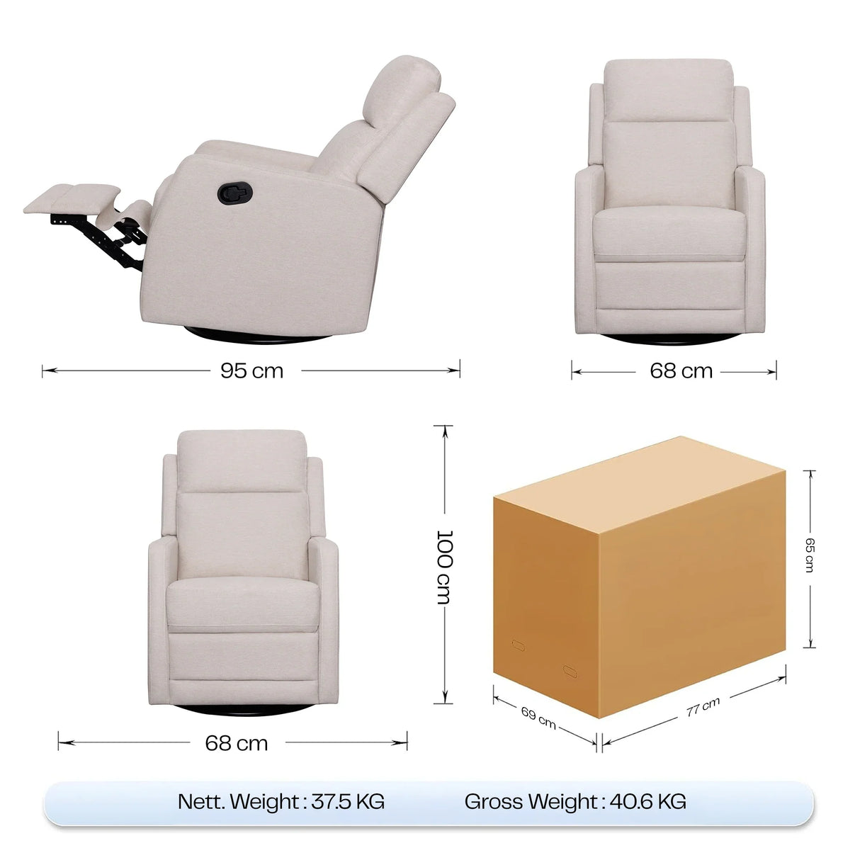 Buy Affordable Diana Rocker Recliner - Beige in Dubai - UAE | Cheap Price Buy cheap and affordable sofas, chairs, lights, lamps, and home decor items online at factory wholesale prices in Dubai, Sharjah, Abu Dhabi, and across the UAE.