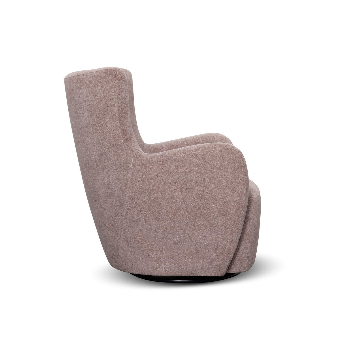 Side view of modern ash brown swivel chair on white background