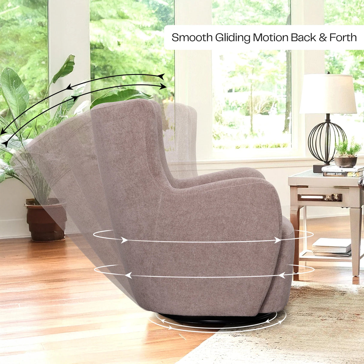 Ash gliding chair with smooth motion in modern living room, near table and window, HOCC UAE