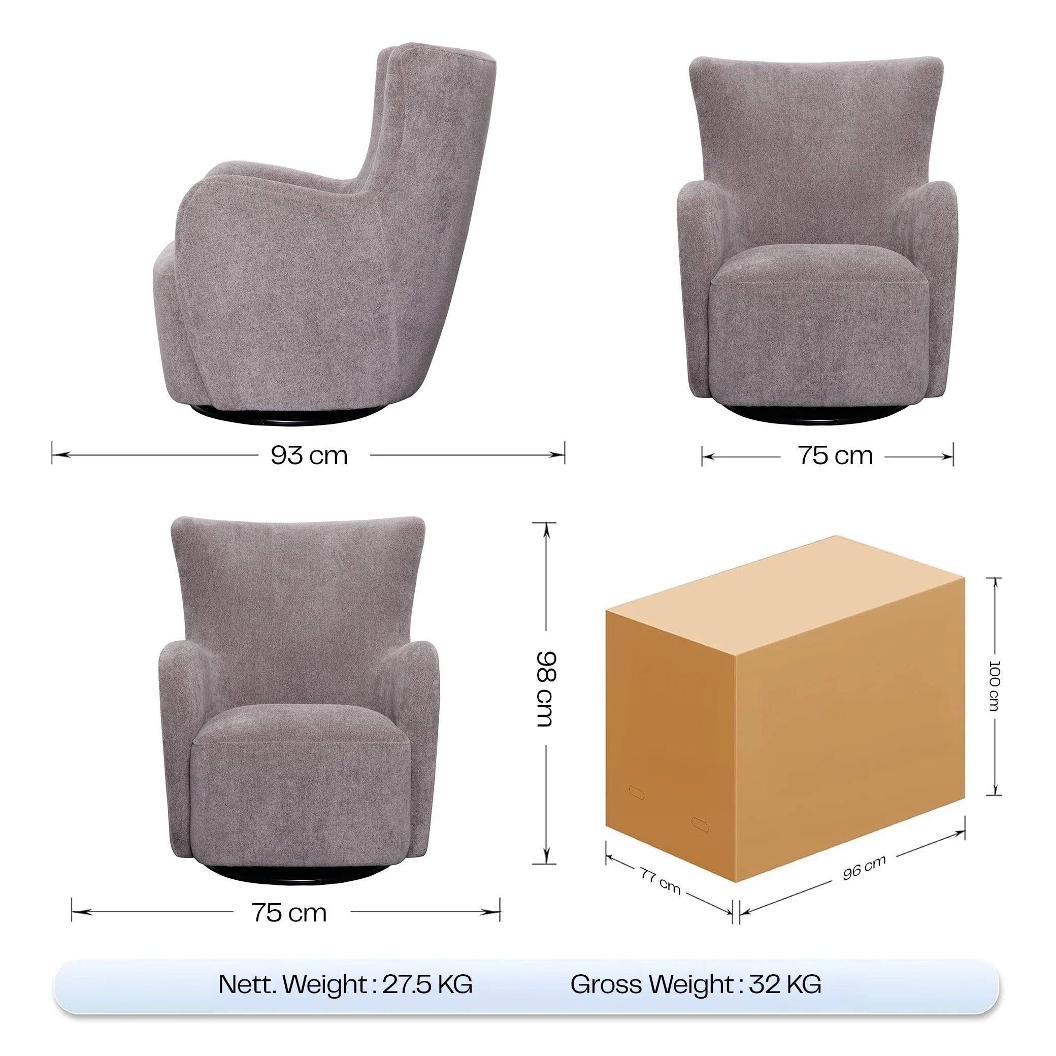 Buy Affordable George Swivel and Glider Chair - Pewter in Dubai - UAE | Cheap Price Buy cheap and affordable sofas, chairs, lights, lamps, and home decor items online at factory wholesale prices in Dubai, Sharjah, Abu Dhabi, and across the UAE.