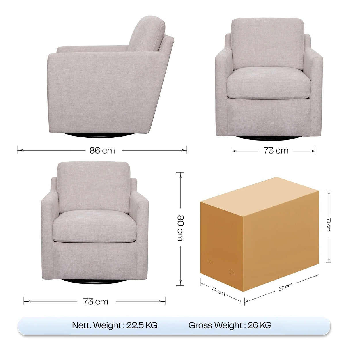 Buy Affordable Harris Swivel Chair - Stone in Dubai - UAE | Cheap Price Buy cheap and affordable sofas, chairs, lights, lamps, and home decor items online at factory wholesale prices in Dubai, Sharjah, Abu Dhabi, and across the UAE.