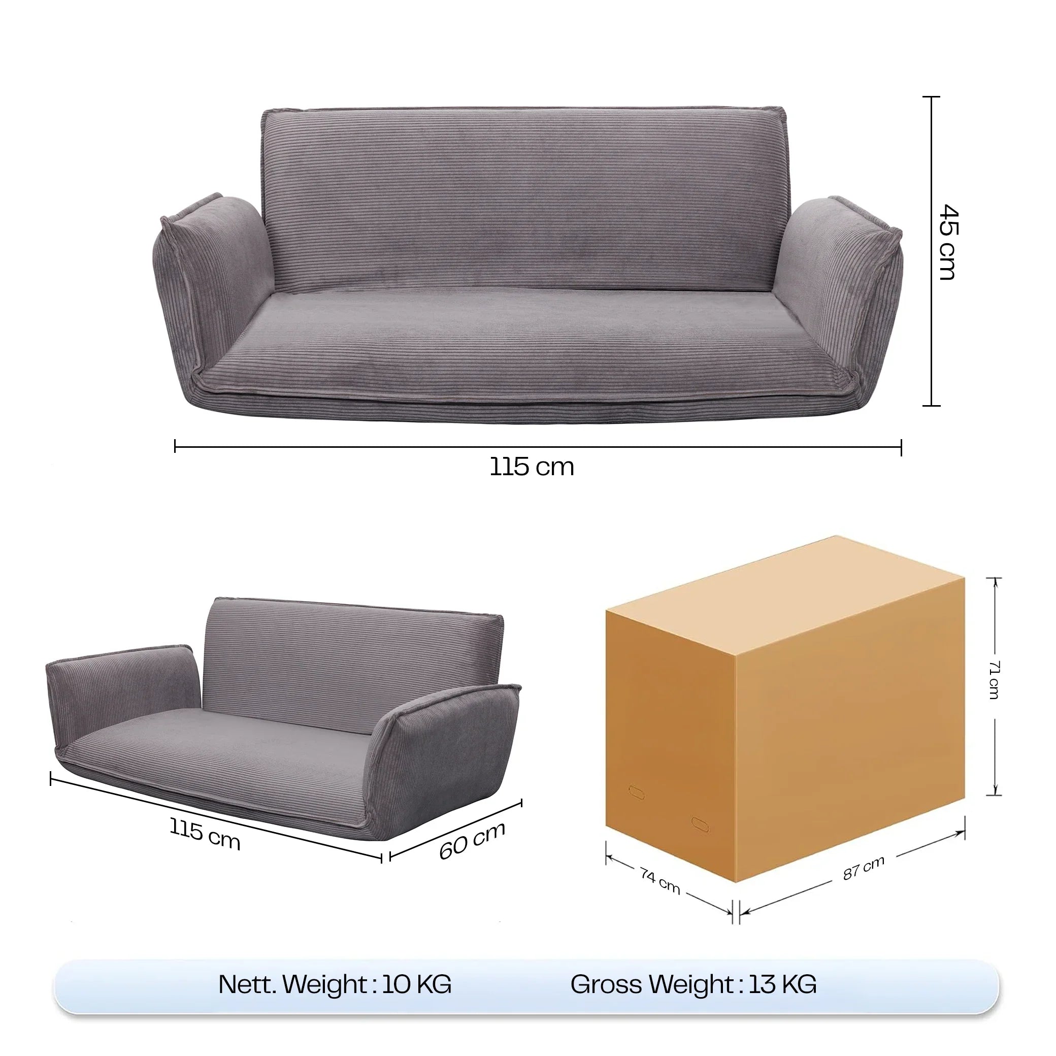 Buy Affordable Mesa Adjustable Comfy Lazy Floor Sofa - Grey in Dubai - UAE | Cheap Price Buy cheap and affordable sofas, chairs, lights, lamps, and home decor items online at factory wholesale prices in Dubai, Sharjah, Abu Dhabi, and across the UAE.
