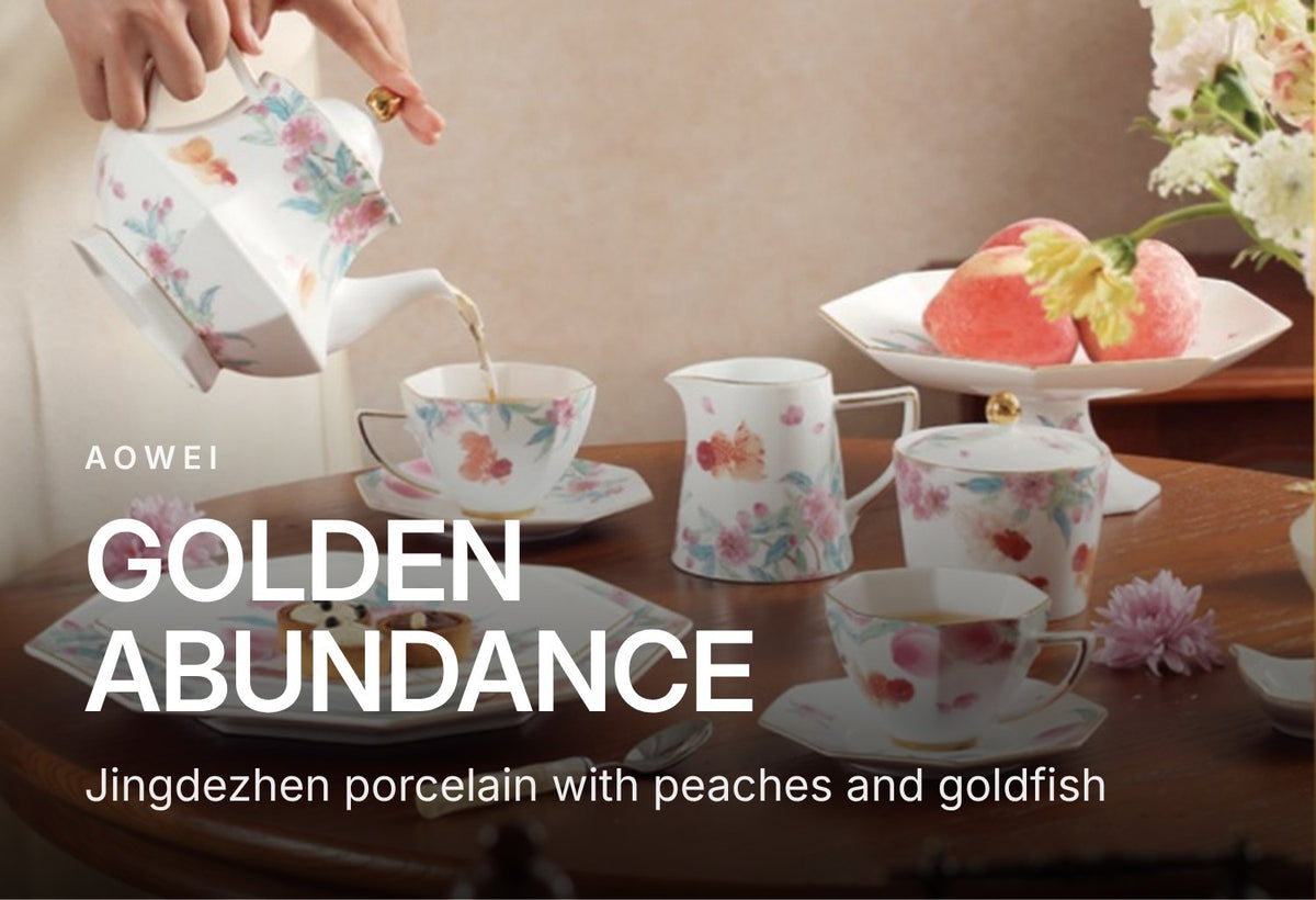 AOWEI Golden Abundance Porcelain Bowls & Plates