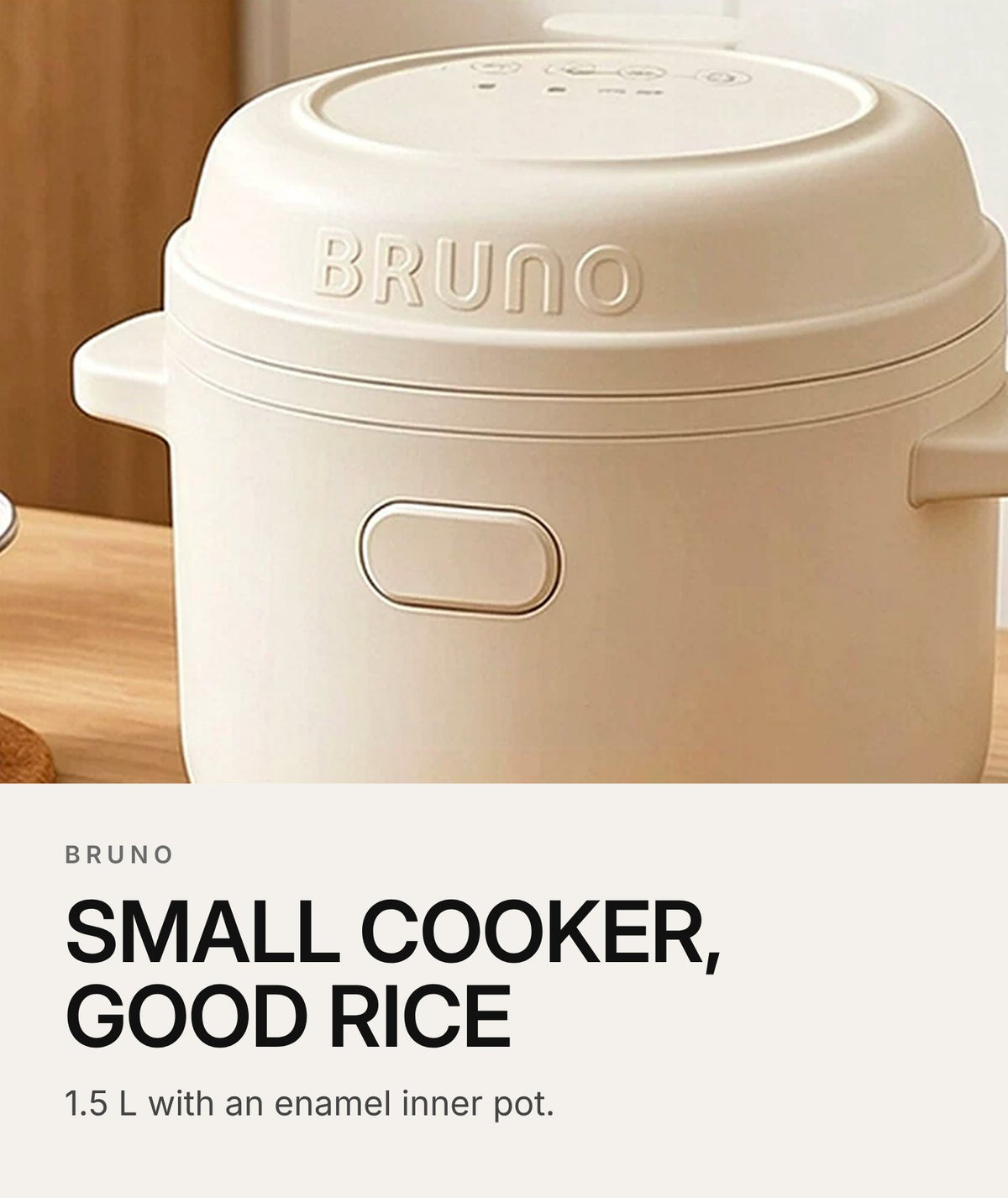 BRUNO 1.5 L Rice Cooker with Enamel Inner Pot – highlights: hero