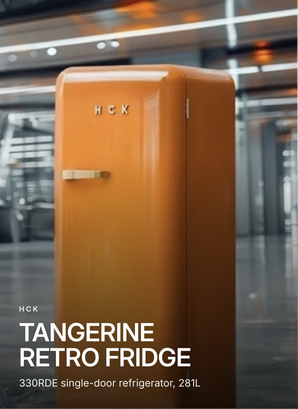 HCK Retro Refrigerator 330RDE – Tangerine Orange