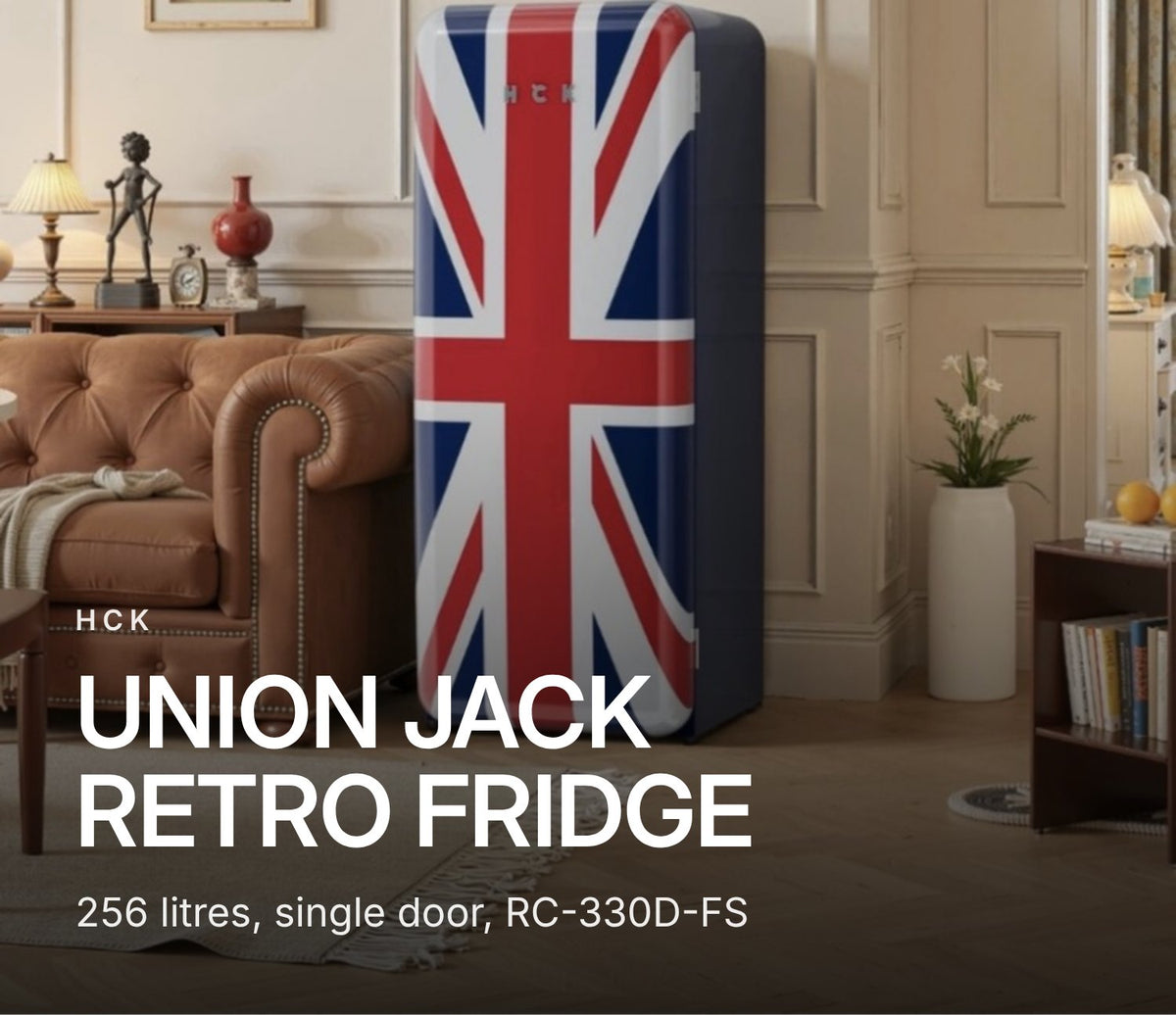 HCK Retro Union Jack Refrigerator RC-330D-FS – 256L