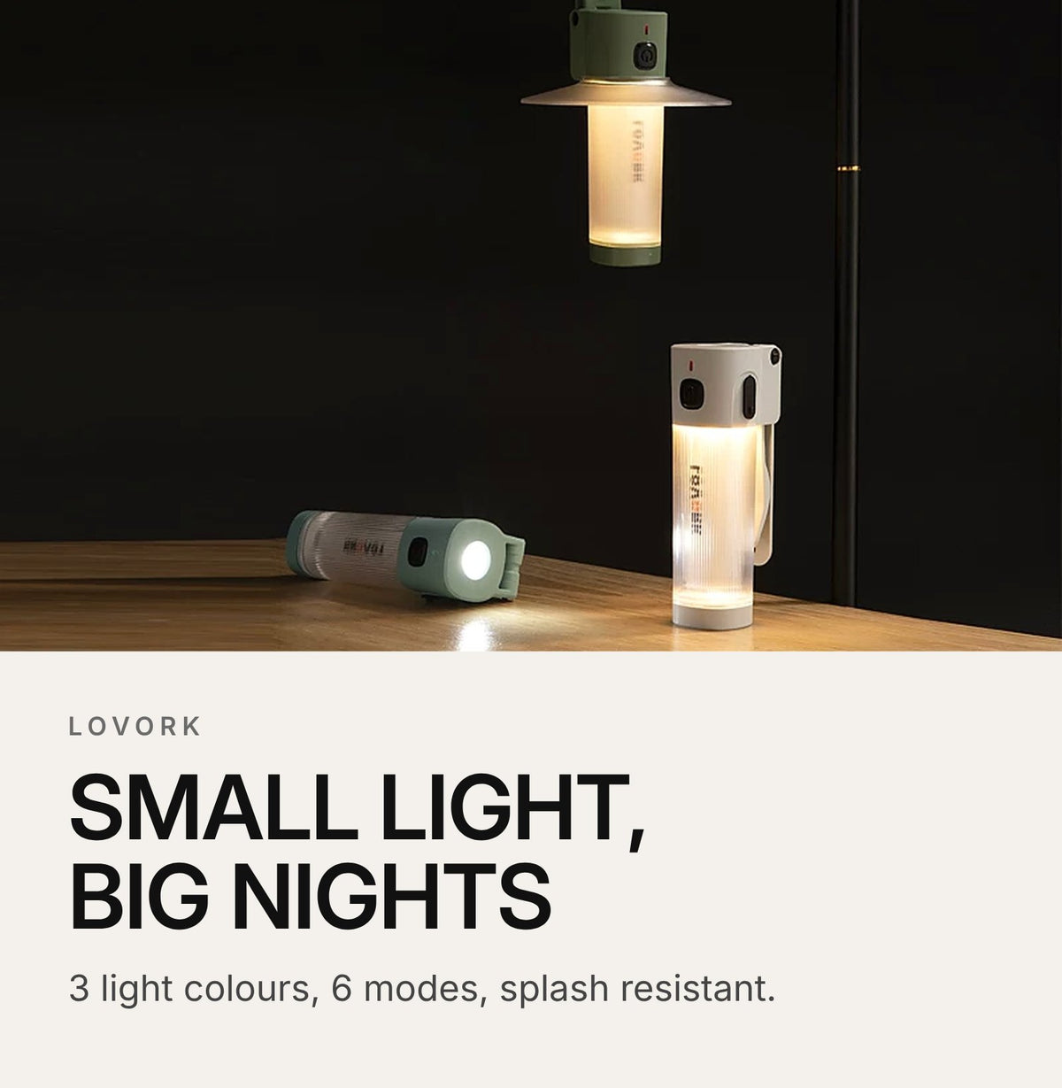 LOVORK Snow Bamboo L350-XZ LED Camping Lantern – highlights: hero