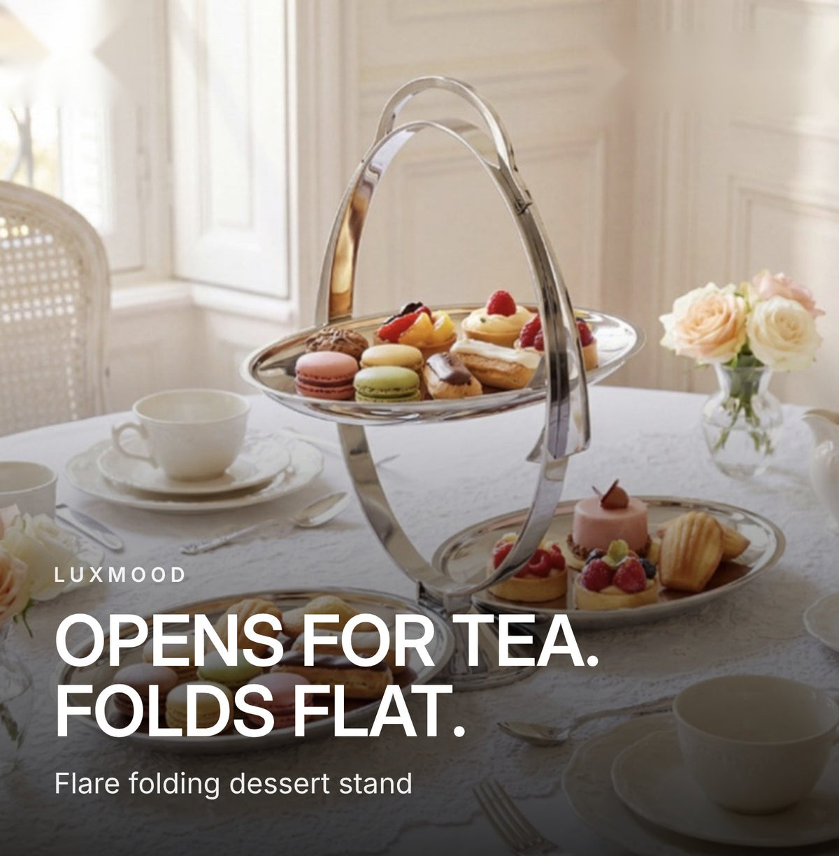 LUXMOOD Flare Folding Stainless Steel Dessert Stand