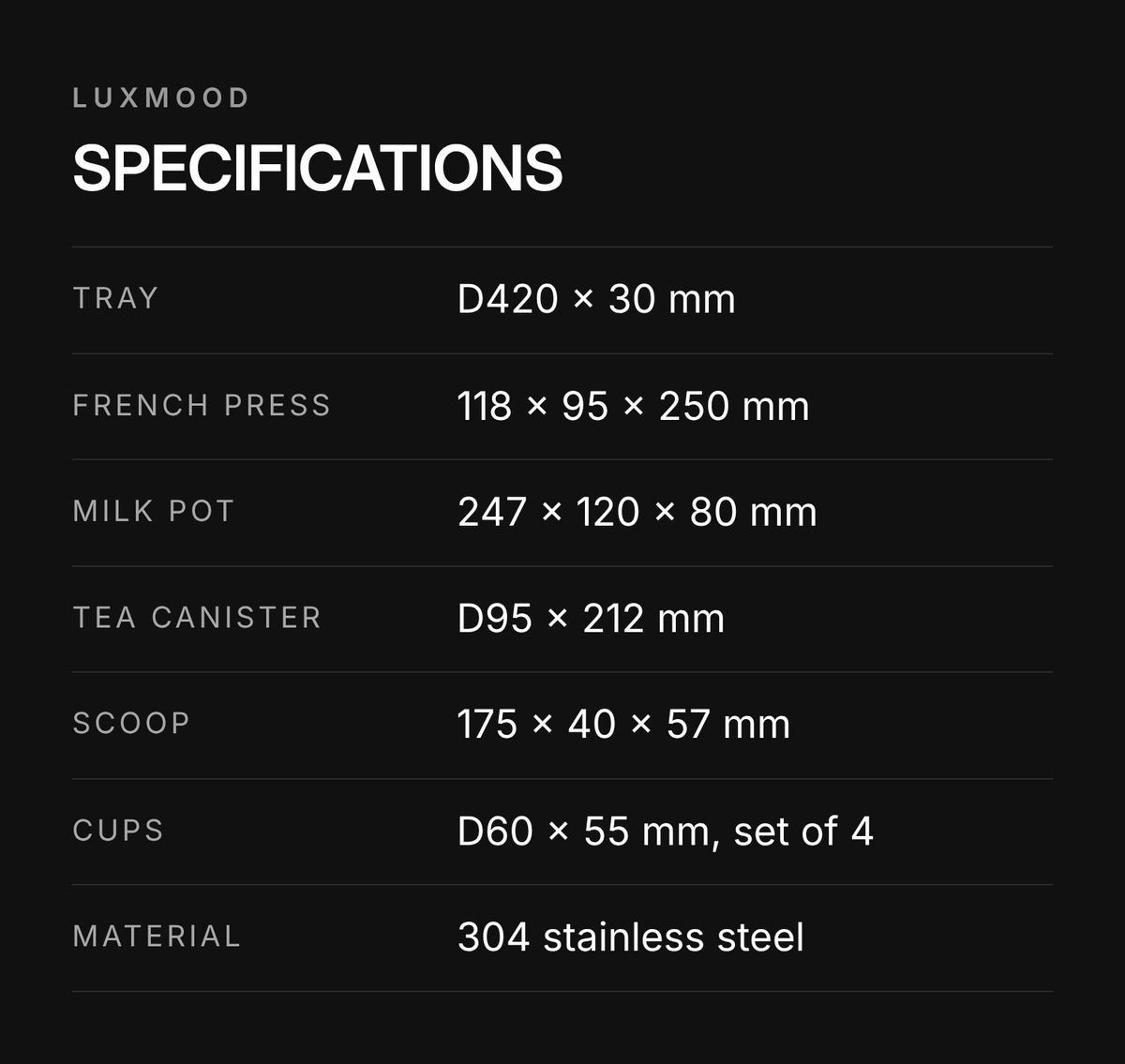 LUXMOOD Modern Stainless Steel Coffee Set