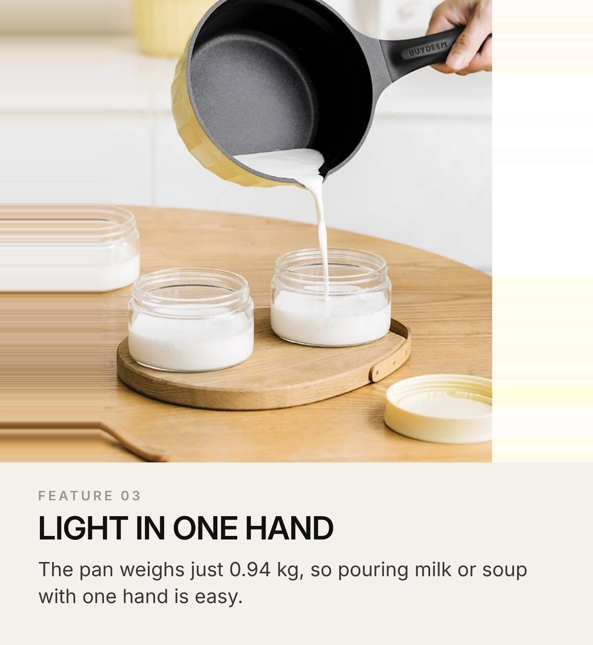 BUYDEEM CP143 Non-Stick Milk Pan 20cm with Glass Lid