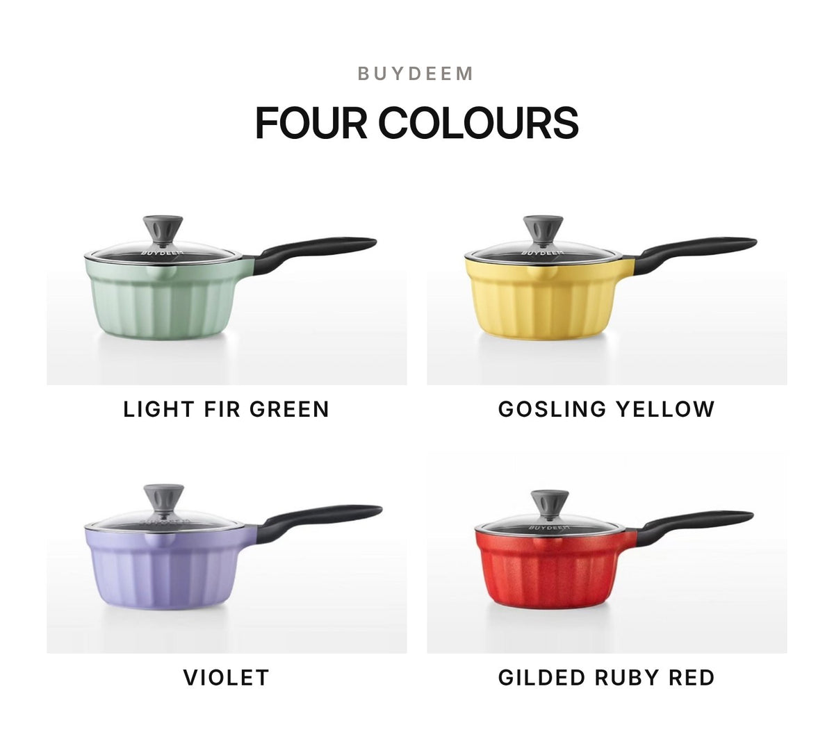 BUYDEEM CP143 Non-Stick Milk Pan 20cm with Glass Lid