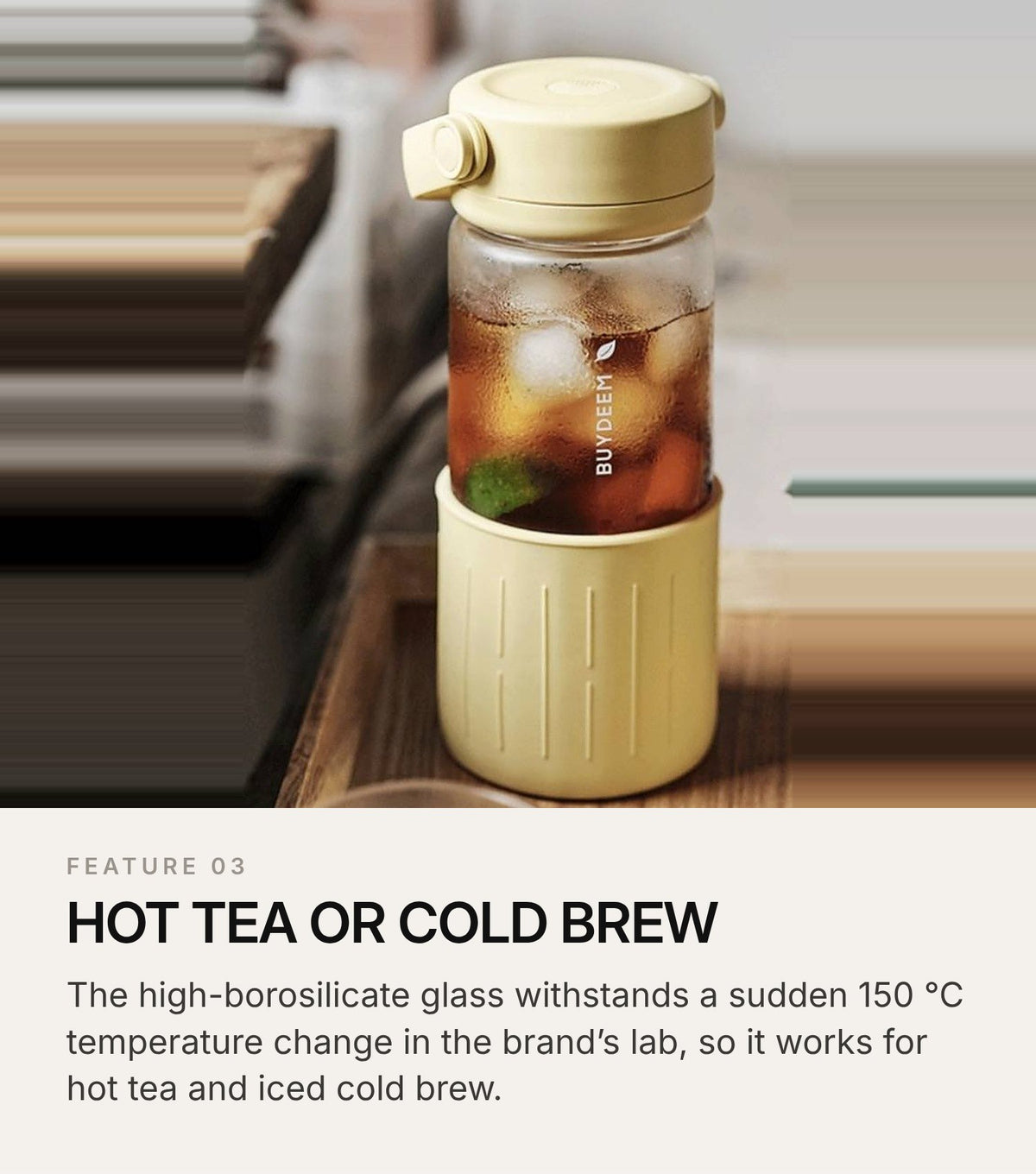 BUYDEEM DG45 Glass Tea Tumbler with Titanium Infuser 470ml