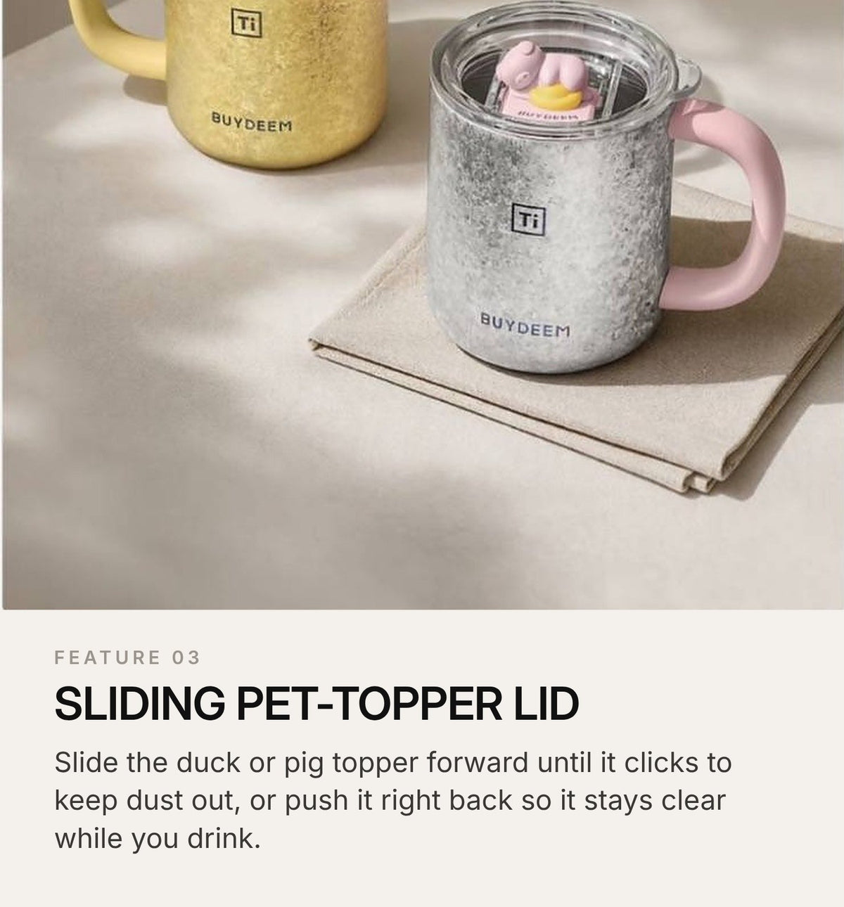 BUYDEEM T502 Pure Titanium Insulated Mug with Lid 430ml