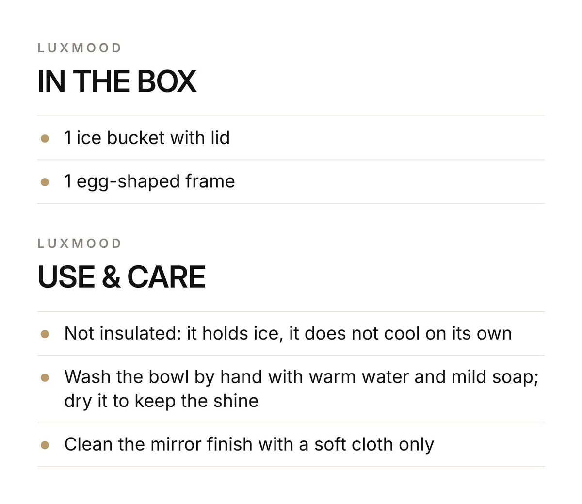 LUXMOOD Magic Egg Ice Bucket 1L – Silver