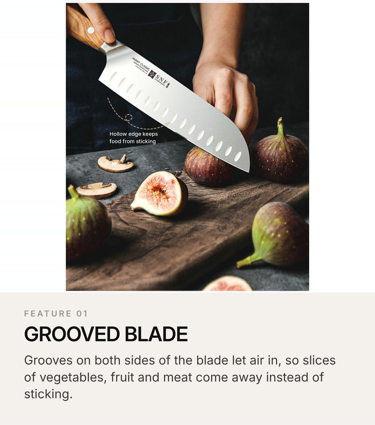 SNF MS2 Avant Classic 7-Inch Santoku Knife – Olive Wood