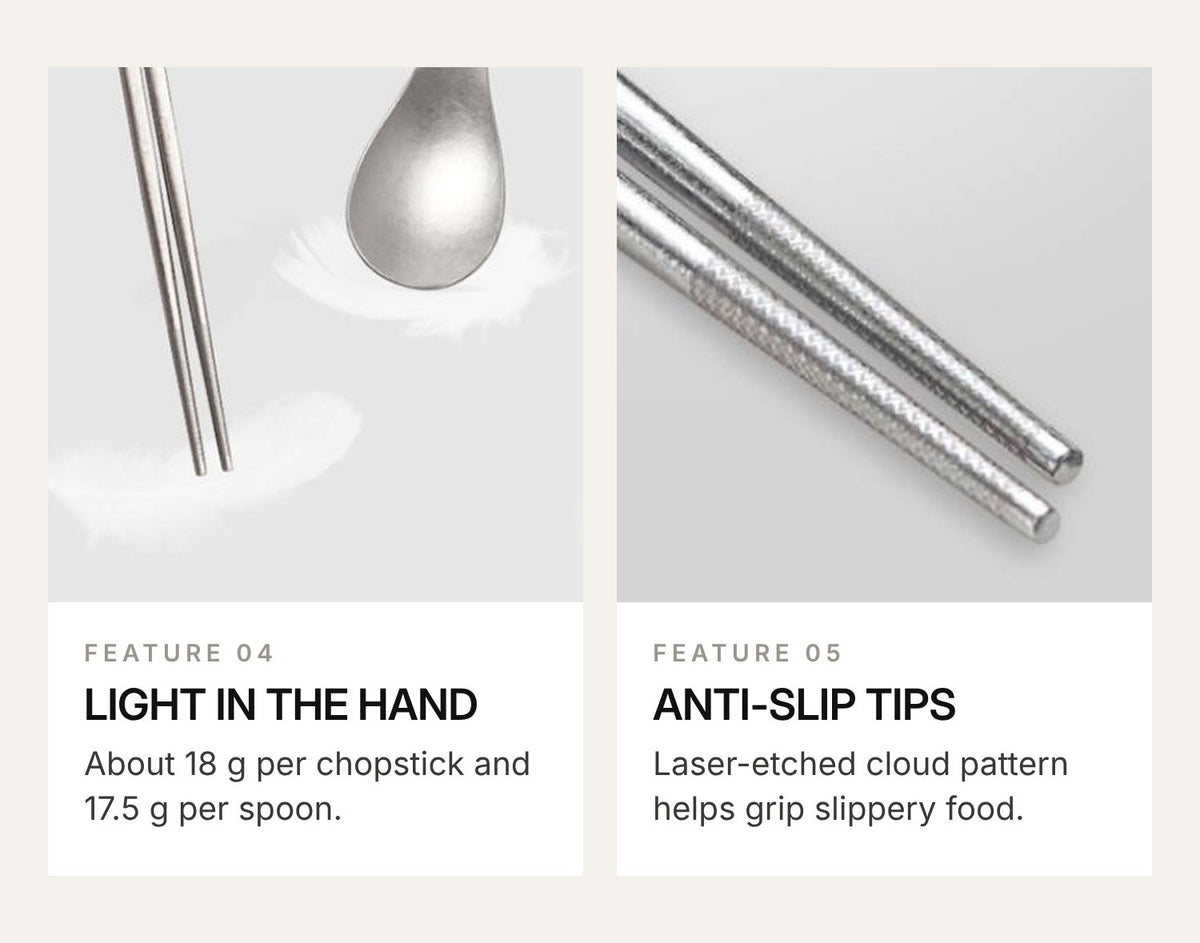 SNF Pure Titanium Chopsticks & Spoon Set – 8 Pieces