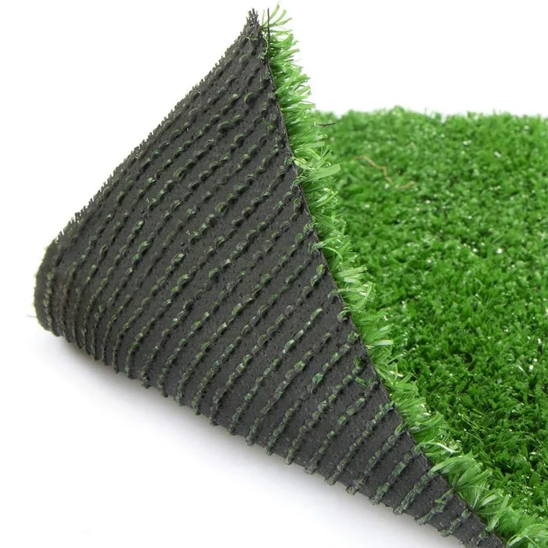 Close-up of artificial grass mat with green synthetic turf, available at HOCC UAE online shop