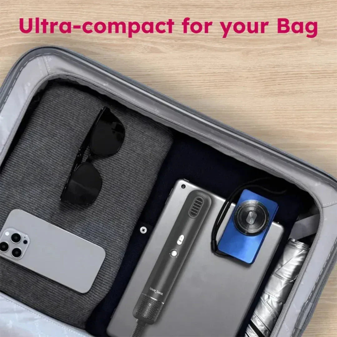 Ultra-compact portable gadget in suitcase with phone, tablet, camera, and sunglasses, HOCC UAE