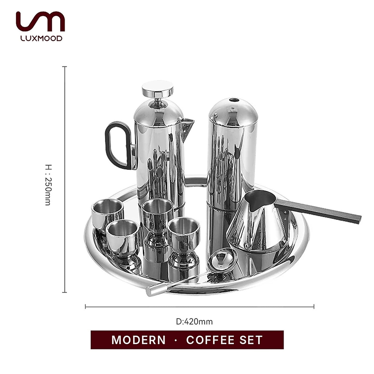 LUXMOOD Modern coffee set size: tray D420 mm, height 250 mm