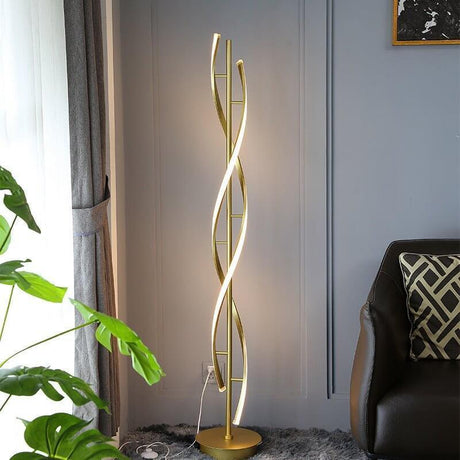 Buy Affordable Spiral LED Floor Lamp DNA Style Gold in Dubai - UAE | Cheap Price