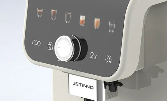 JETINNO coffee machine control panel with drink options and eco mode button, sold on HOCC UAE