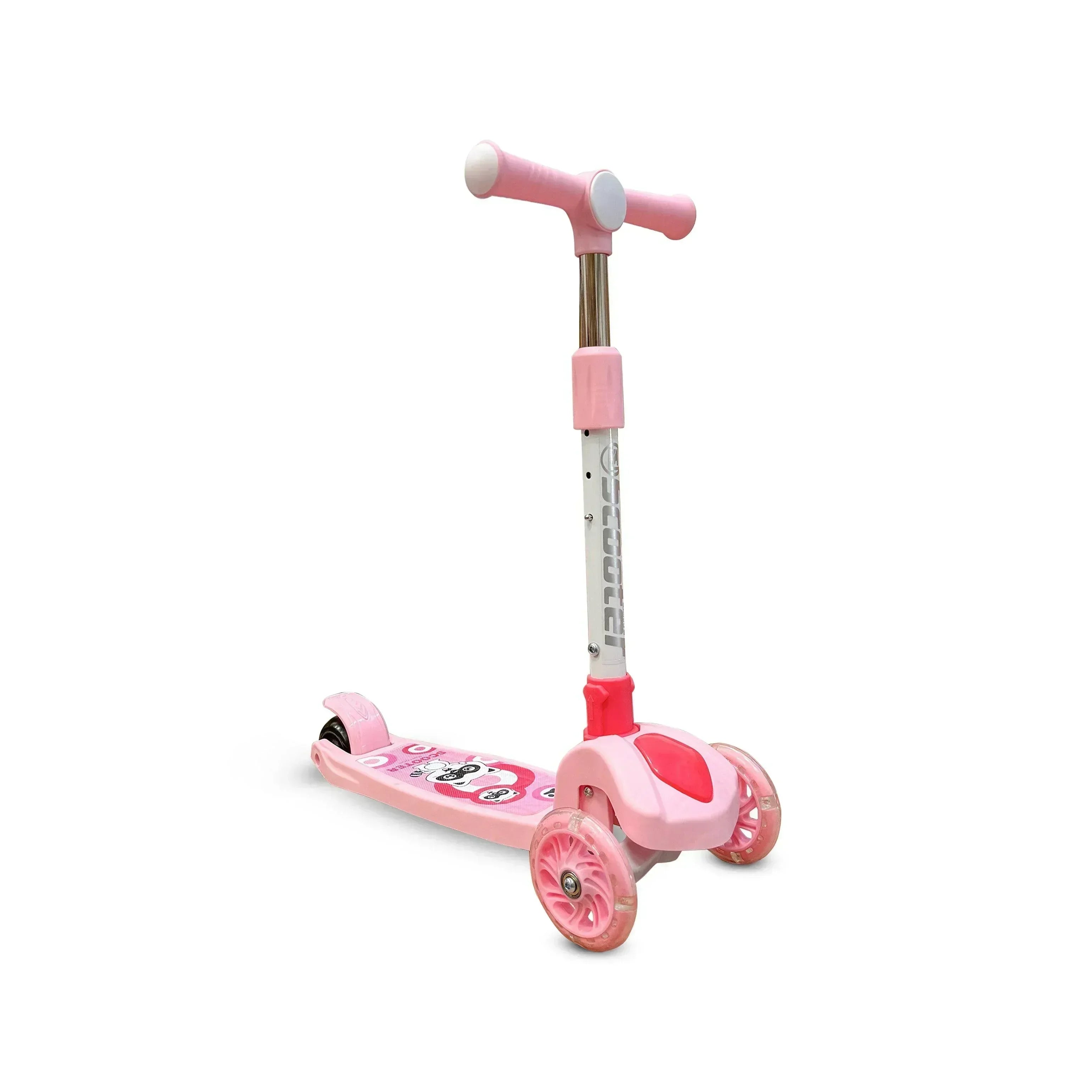 Buy Affordable Kids' Scooter with LED Lights and 3-Level Height Adjustment - Pink in Dubai - UAE | Cheap Price