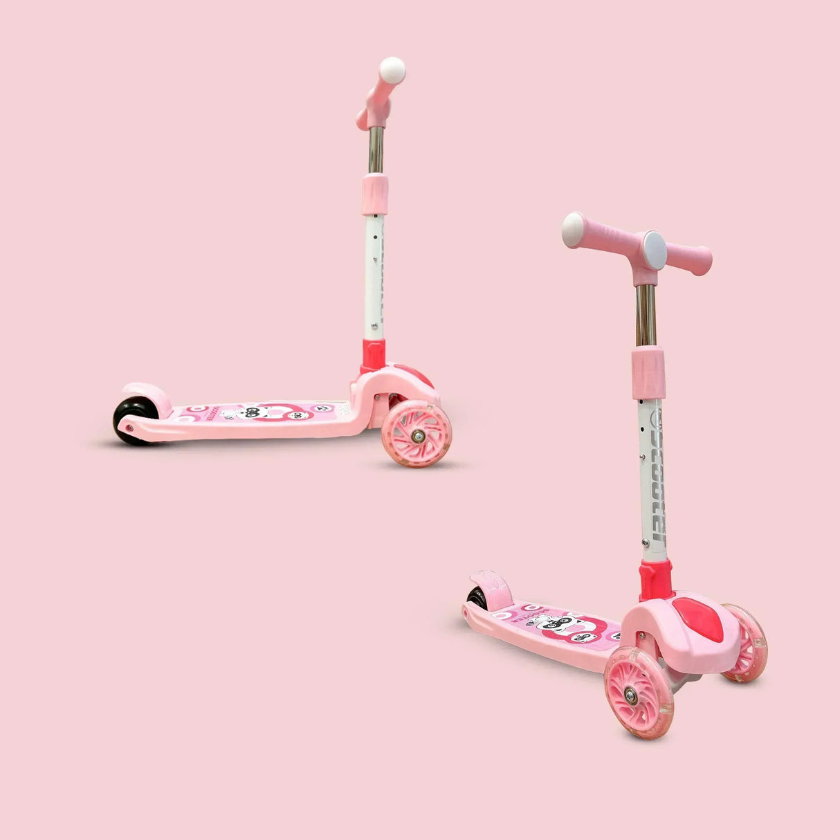 Buy Affordable Kids' Scooter with LED Lights and 3-Level Height Adjustment - Pink in Dubai - UAE | Cheap Price