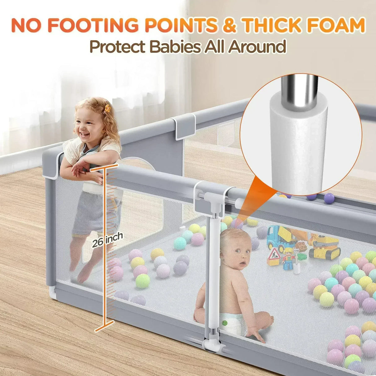 Buy Affordable Indoor and Outdoor Baby Playpen without balls for Toddler - Activity Center with Anti-Slip Base, Sturdy Safety Play Yard with Soft Breathable Mesh in Dubai - UAE | Cheap Price