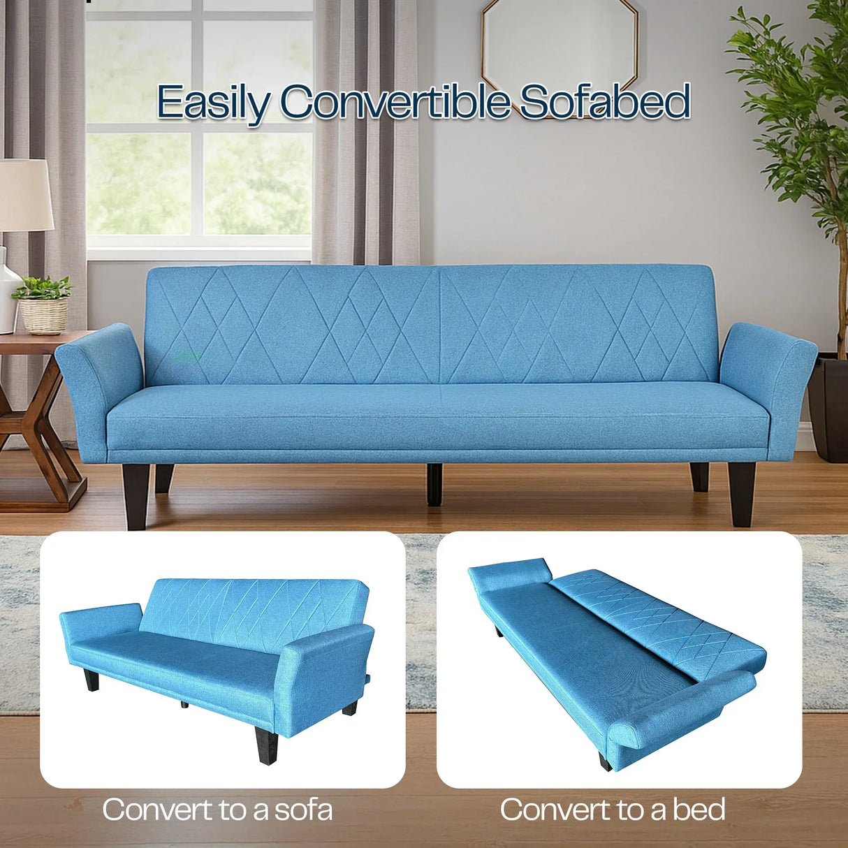 Buy Affordable Zayana Modern Convertible Sofa Bed in Dubai - UAE | Cheap Price Buy cheap and affordable sofas, chairs, lights, lamps, and home decor items online at factory wholesale prices in Dubai, Sharjah, Abu Dhabi, and across the UAE.
