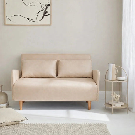 Palazzo Light Leather Convertible Sofa Bed Beige - Buy Online in UAE