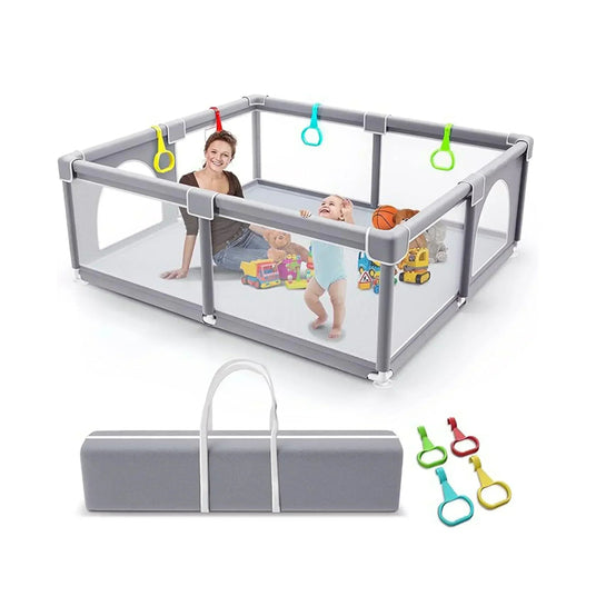 Large Baby Playpen with Safety Mesh & Pull-Up Rings - Buy Online in UAE
