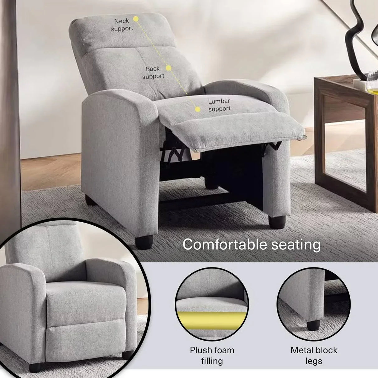 Buy Affordable Solvani Manual Recliner Chair in Dubai - UAE | Cheap Price Buy cheap and affordable sofas, chairs, lights, lamps, and home decor items online at factory wholesale prices in Dubai, Sharjah, Abu Dhabi, and across the UAE.